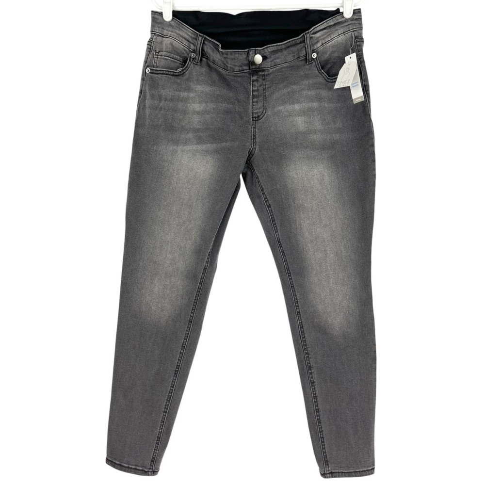 Time And Tru Women's Maternity Skinny Stretch Grey Denim Jeans Size L 12-14 NWT
